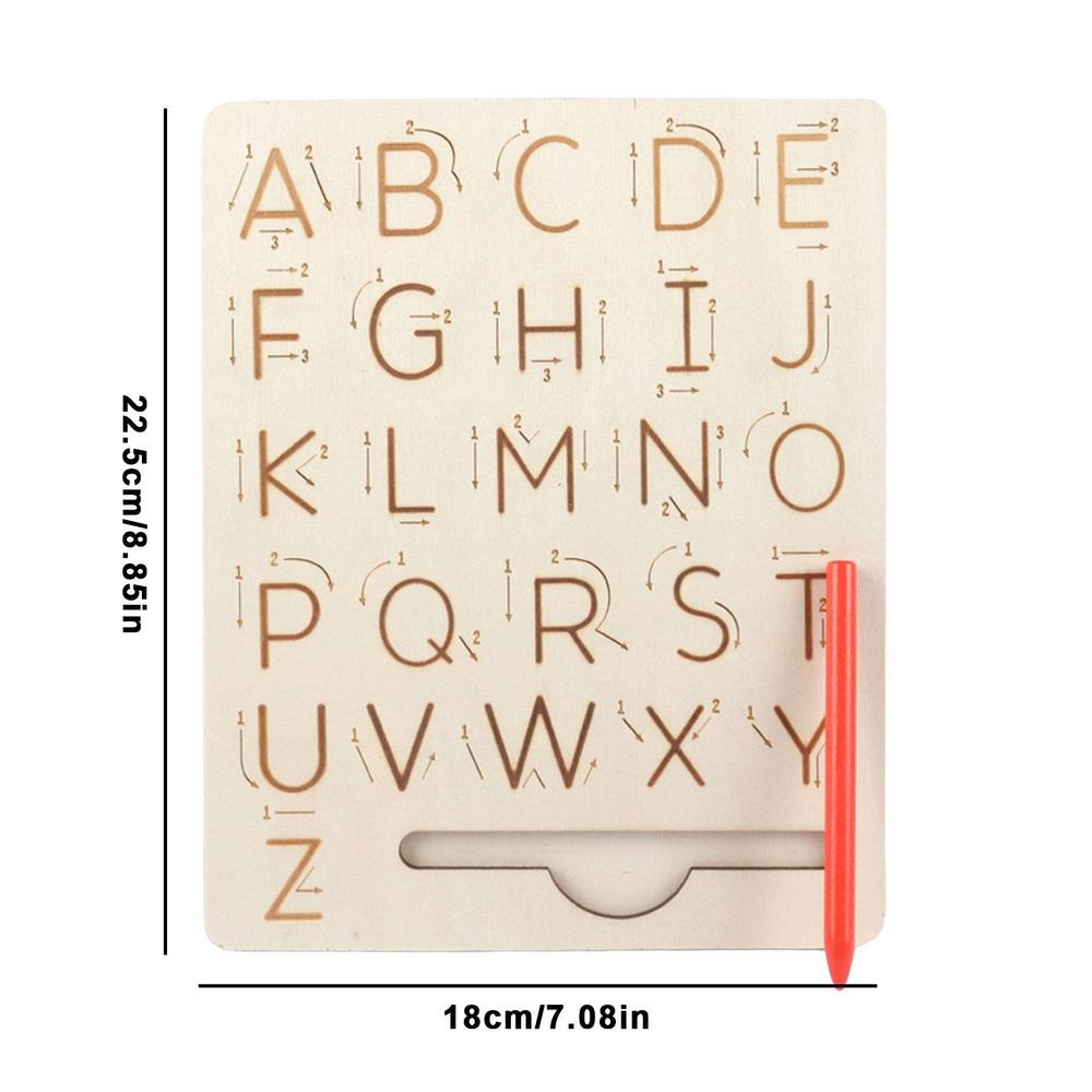 Wooden Alphabet Tracing Board, Double-Sided Wood Letters Tracing